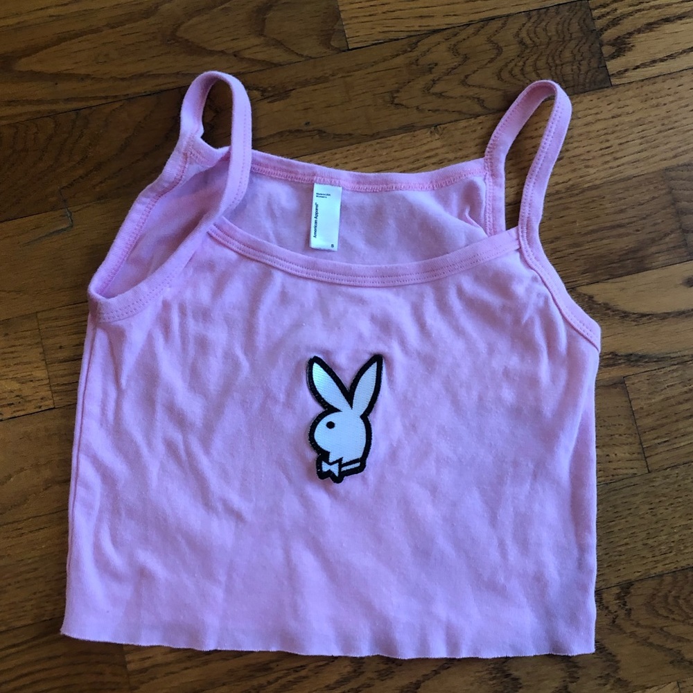 Pink playboy bunny crop tank top